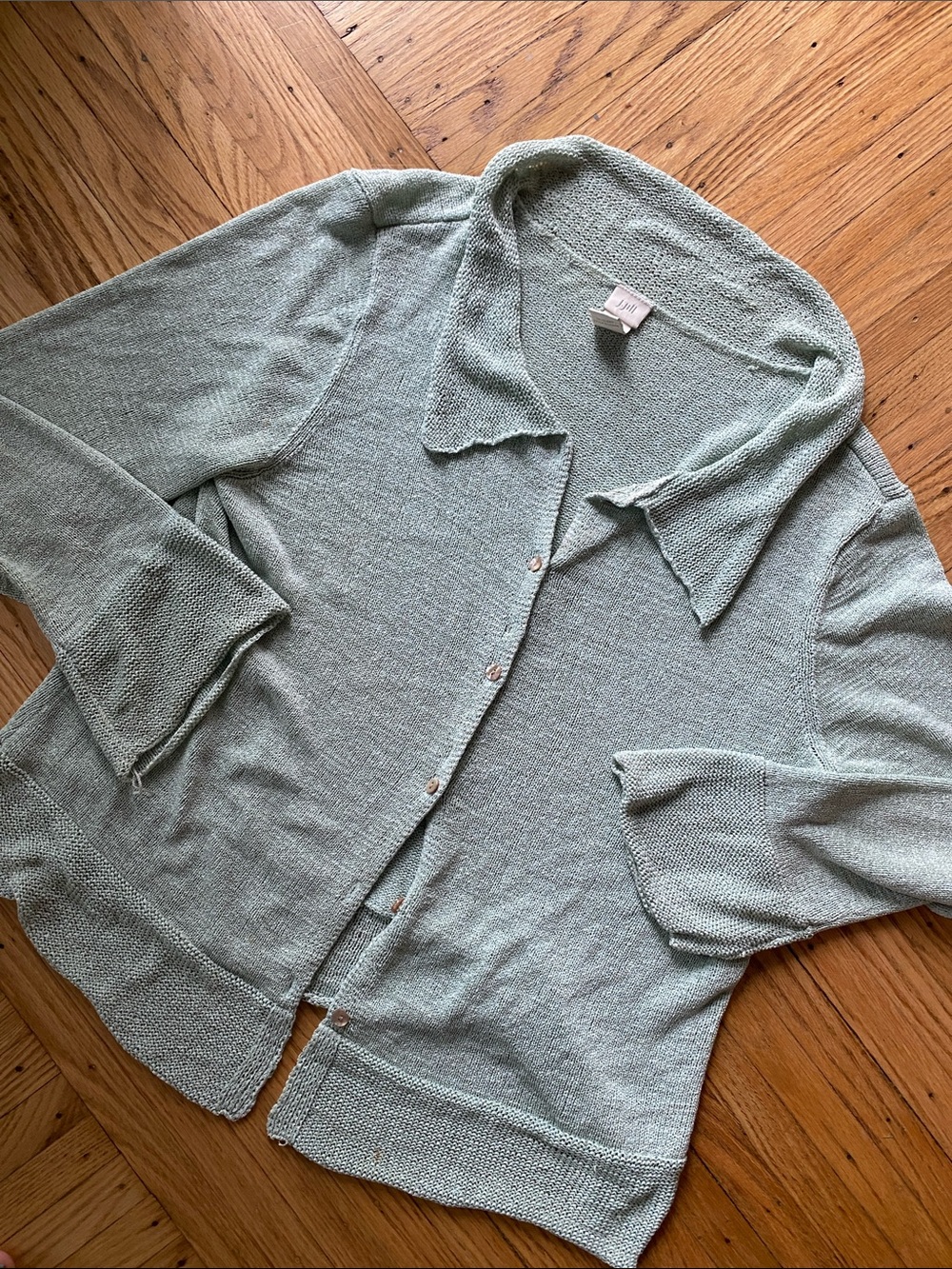 J. Jill Mint Green Button-Front Knit Cardigan